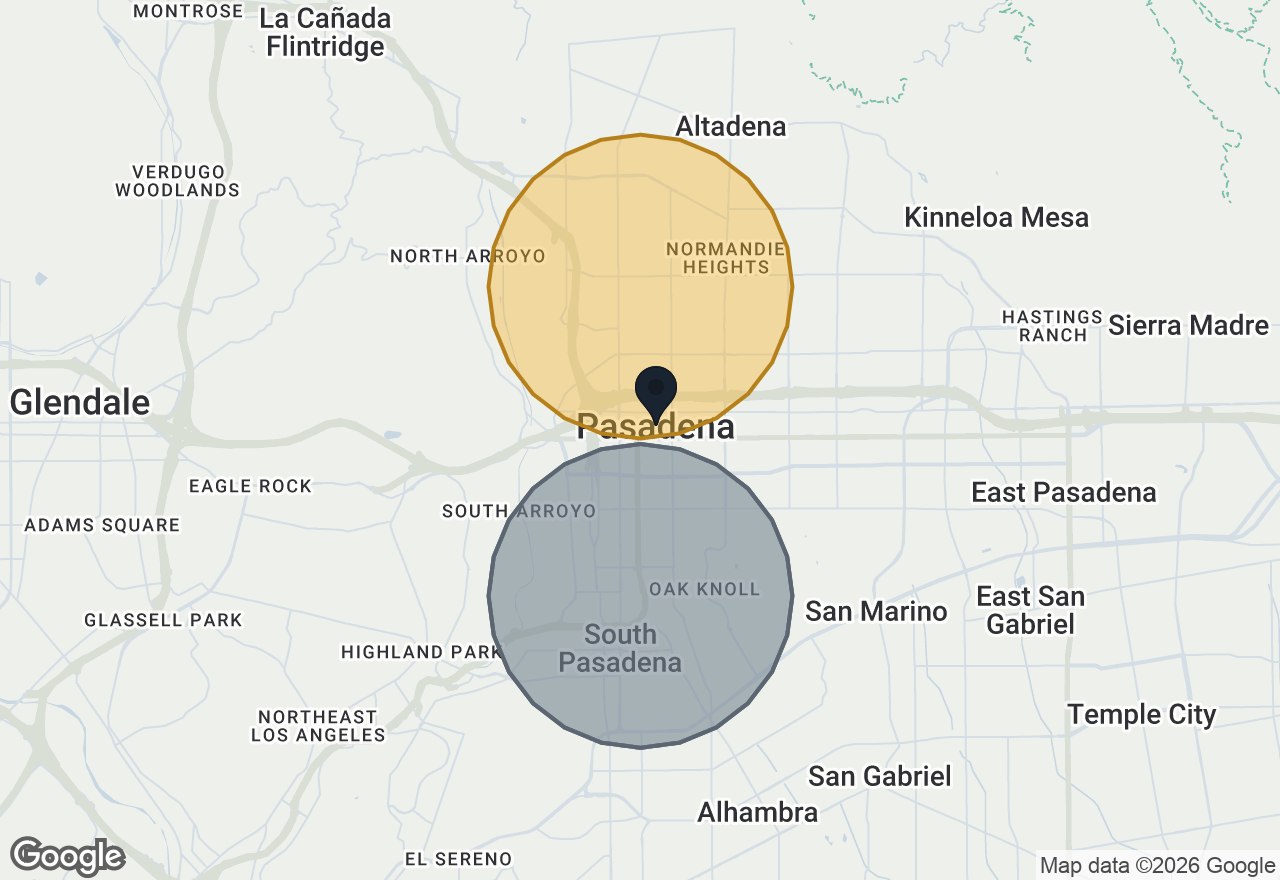 Map of the areas these are listed in, around Pasadena, CA