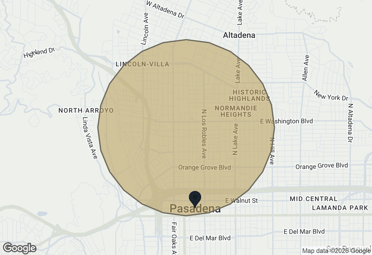 Map of the areas these are listed in, around Pasadena, CA