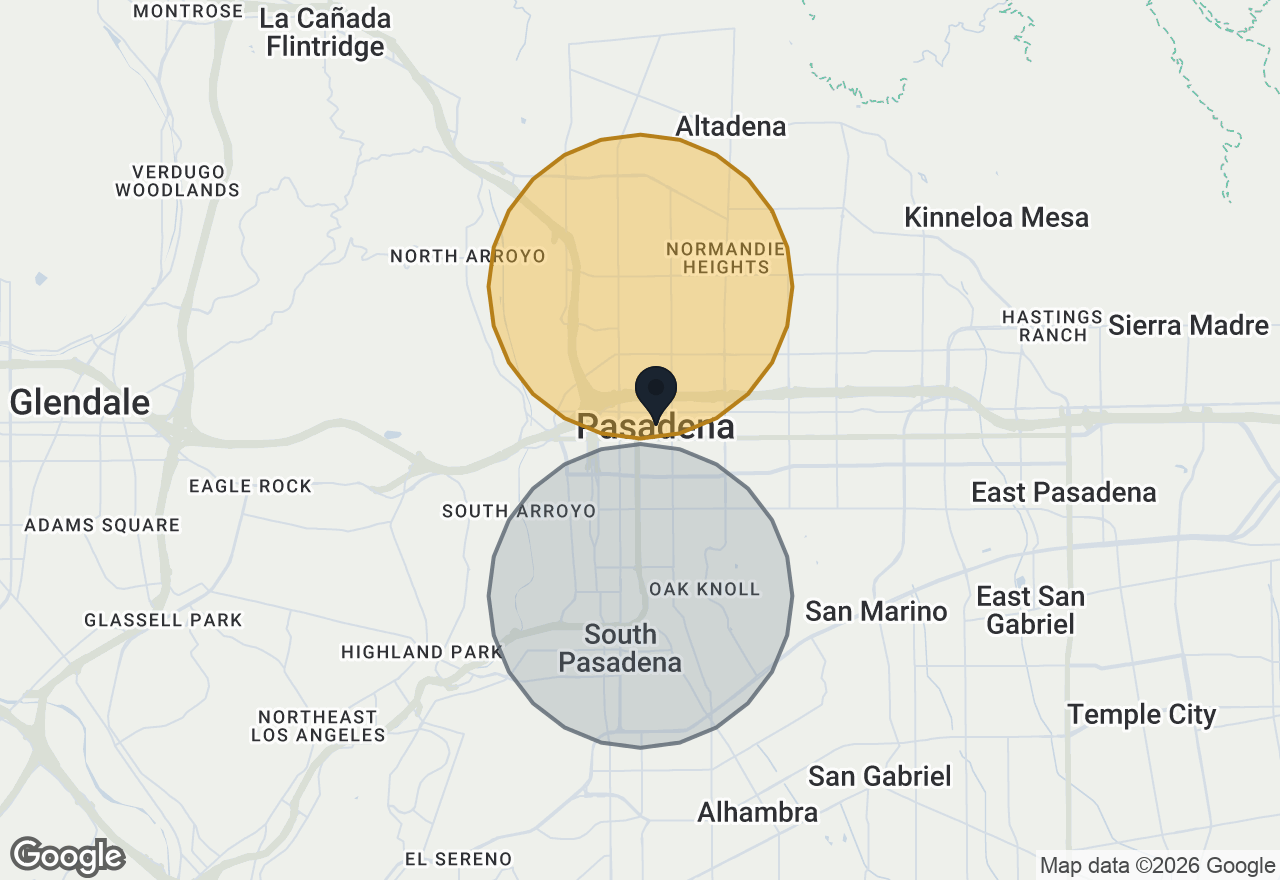 Map of the areas these are listed in, around Pasadena, CA
