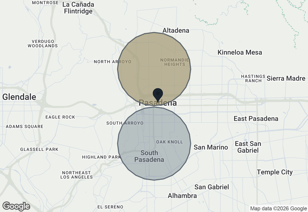 Map of the areas these are listed in, around Pasadena, CA