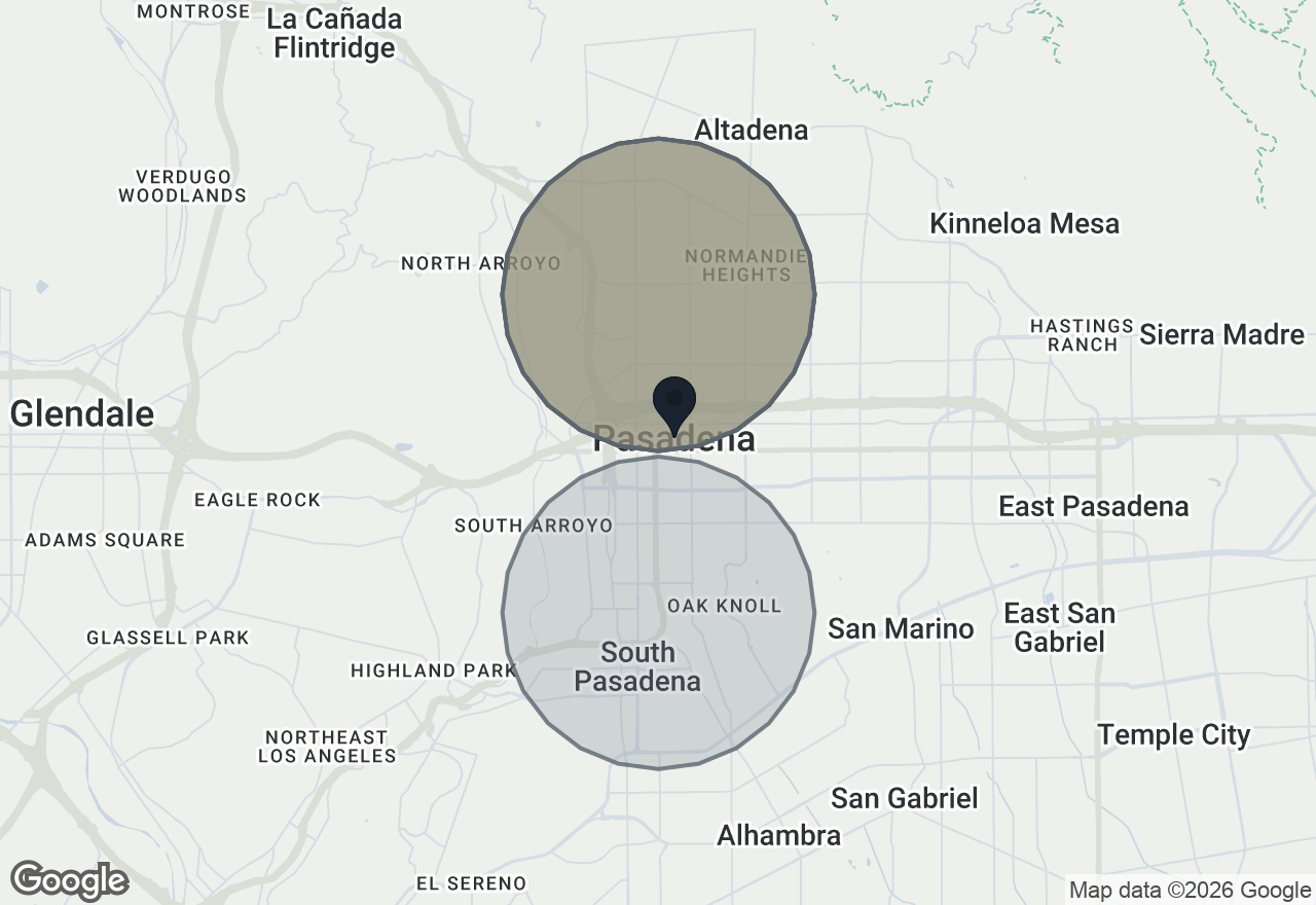 Map of the areas these are listed in, around Pasadena, CA