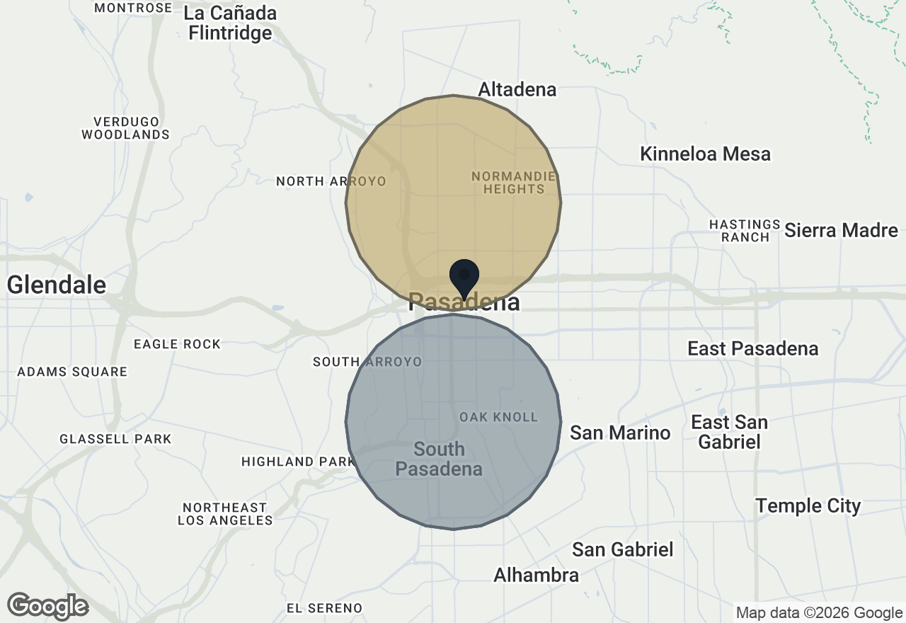 Map of the areas these are listed in, around Pasadena, CA