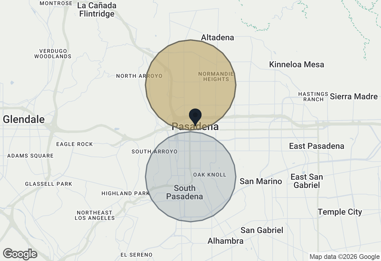 Map of the areas these are listed in, around Pasadena, CA