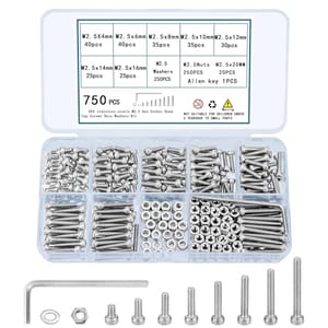 TOOINKCV M2.5 Screws Nuts & Washers Assortment Set (750pc)