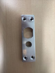 Machined Aluminum Face Plate (4 countersunk holes + rectangular cutout + round bore)