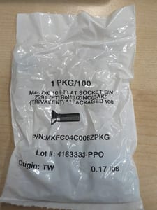 M4-0.7 x 6mm Flat Socket Cap Screw (DIN 7991, 10.9, Zinc)