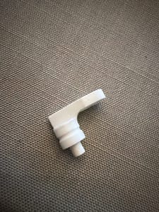 White 3D Print - Angled Hook Arm with Stepped Peg Nose