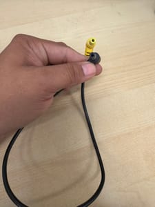 DC Power Cable with Yellow-Tipped Barrel Connector
