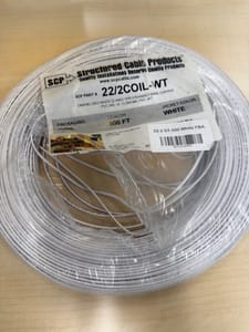 SCP 22/2COIL-WT — 22 AWG 1PR Unshielded Riser Cable, White, 500 ft Coil