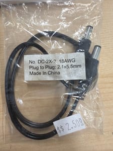DC Plug-to-Plug Cable 2.1x5.5mm 18AWG (Straight M/M)