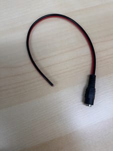 Female DC Barrel Jack Pigtail (5.5x2.1mm, red/black leads, ~12")