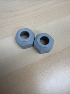Gray Plastic (Nylon) Hex Nut (large, threaded)