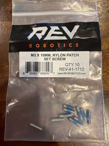 REV Robotics M3 x 10mm Nylon Patch Set Screw - 10 Pack (REV-41-1712)