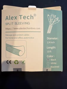 Alex Tech Split Cable Sleeving (1/4" x 10ft, Black)