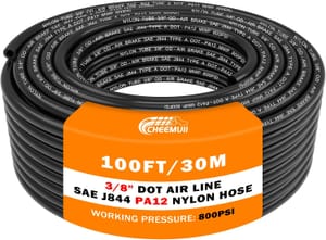 CheeMuii 3/8" OD Nylon Air Line Tubing, 100 ft (PA12, SAE J844)