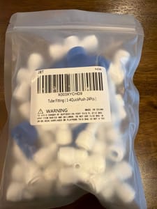 1/4" Push-to-Connect Tube Fittings (JBT, 24 pcs)