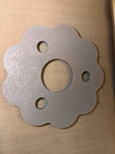White Scalloped Mounting Disc (7-Lobe, Center Bore + 3 Holes)