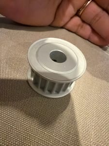 Gray plastic timing pulley