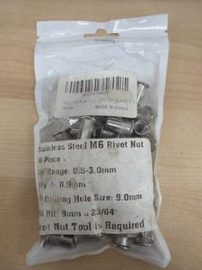 M6 Stainless Steel Rivet Nuts / Nutserts, 40-Piece Pack
