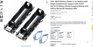 18650 Battery Holder/Shield (USB Charging)