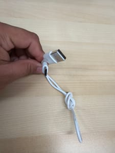 White USB-A to USB-C Cable (short, ~1-2 ft)